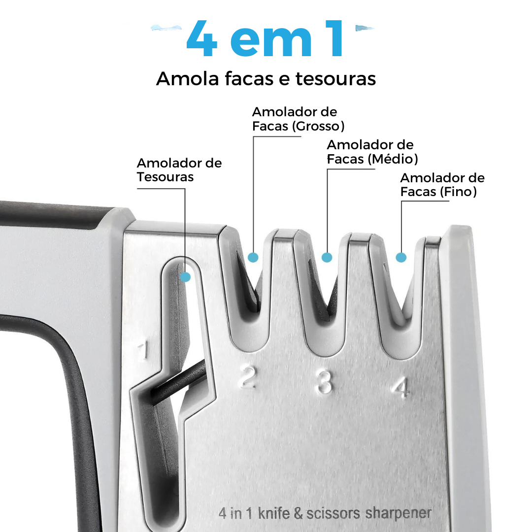 Combo 3 Facas Master Acabamento Aço Damasco + Amolador 4 em 1 Bufaluz