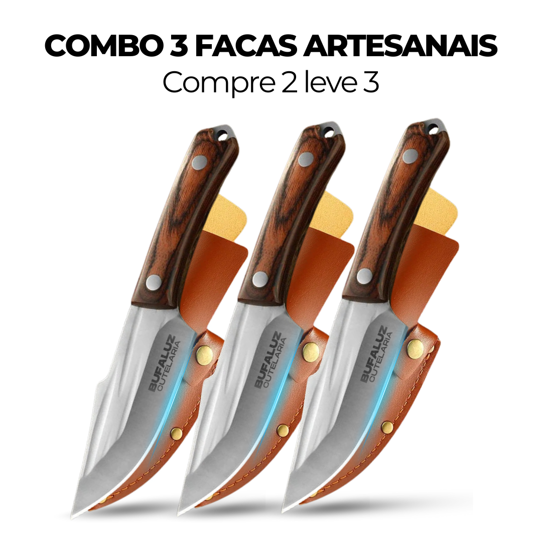 Combo 3 Facas Artesanais Cactus Bufaluz - Compre 2 Leve 3