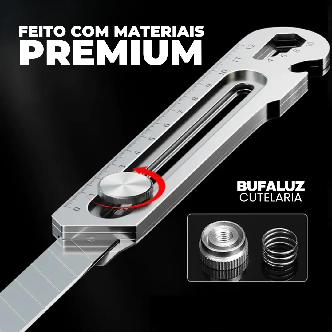 Estilete Profissional 6 em 1 Inox - Bufaluz [+10 Lâminas de Brinde]