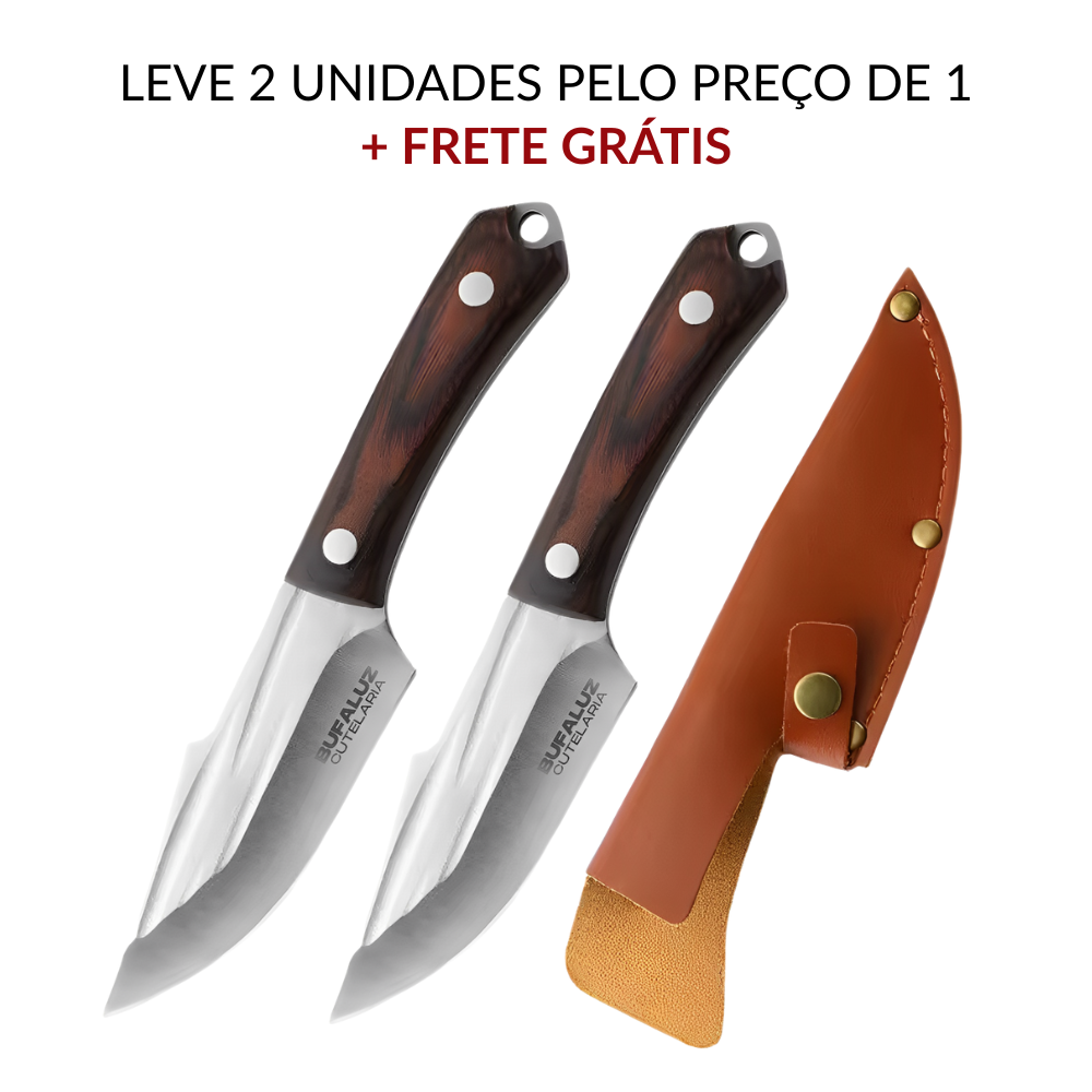 Faca Artesanal em Aço Inox 440c 8" Bufaluz  - Pague 1 Leve 2